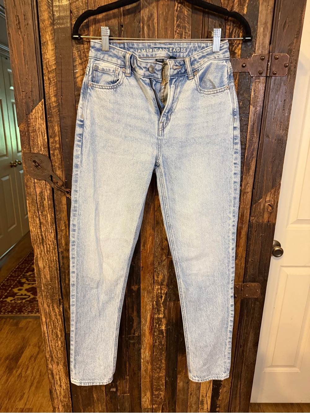 American Eagle Strigid Jeans Women 00 Regular Light Wash High Rise Straight Leg